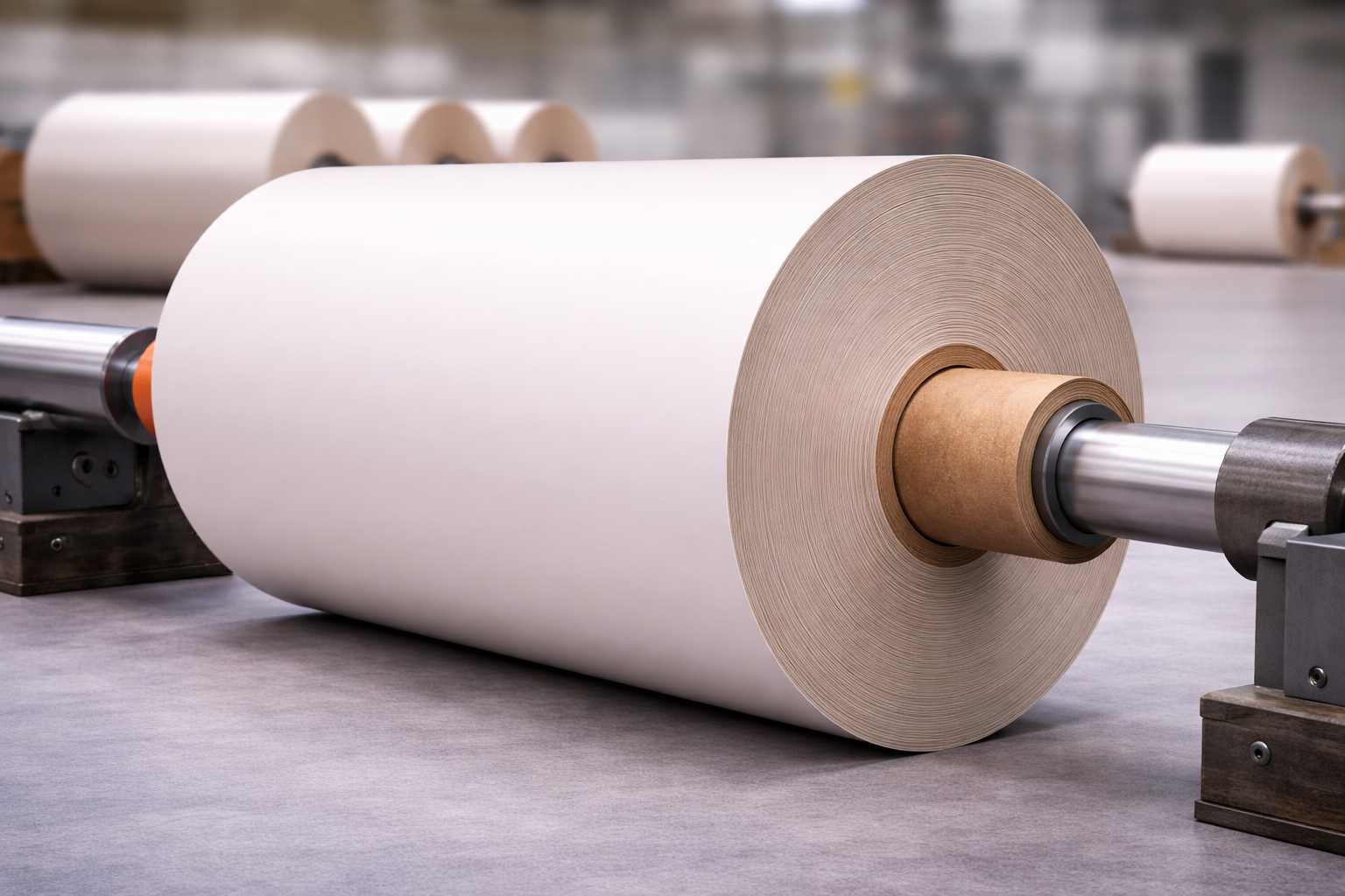 kraft paper core supporting large industrial roll in high speed winding process